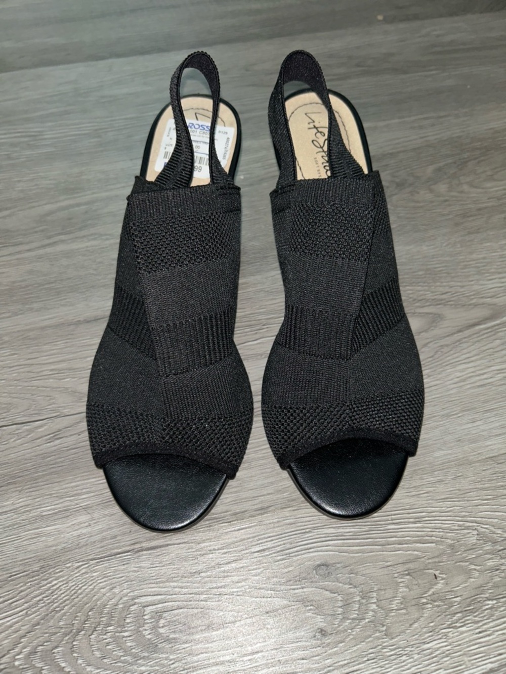 Life Stride Black Knit Slingback Mules